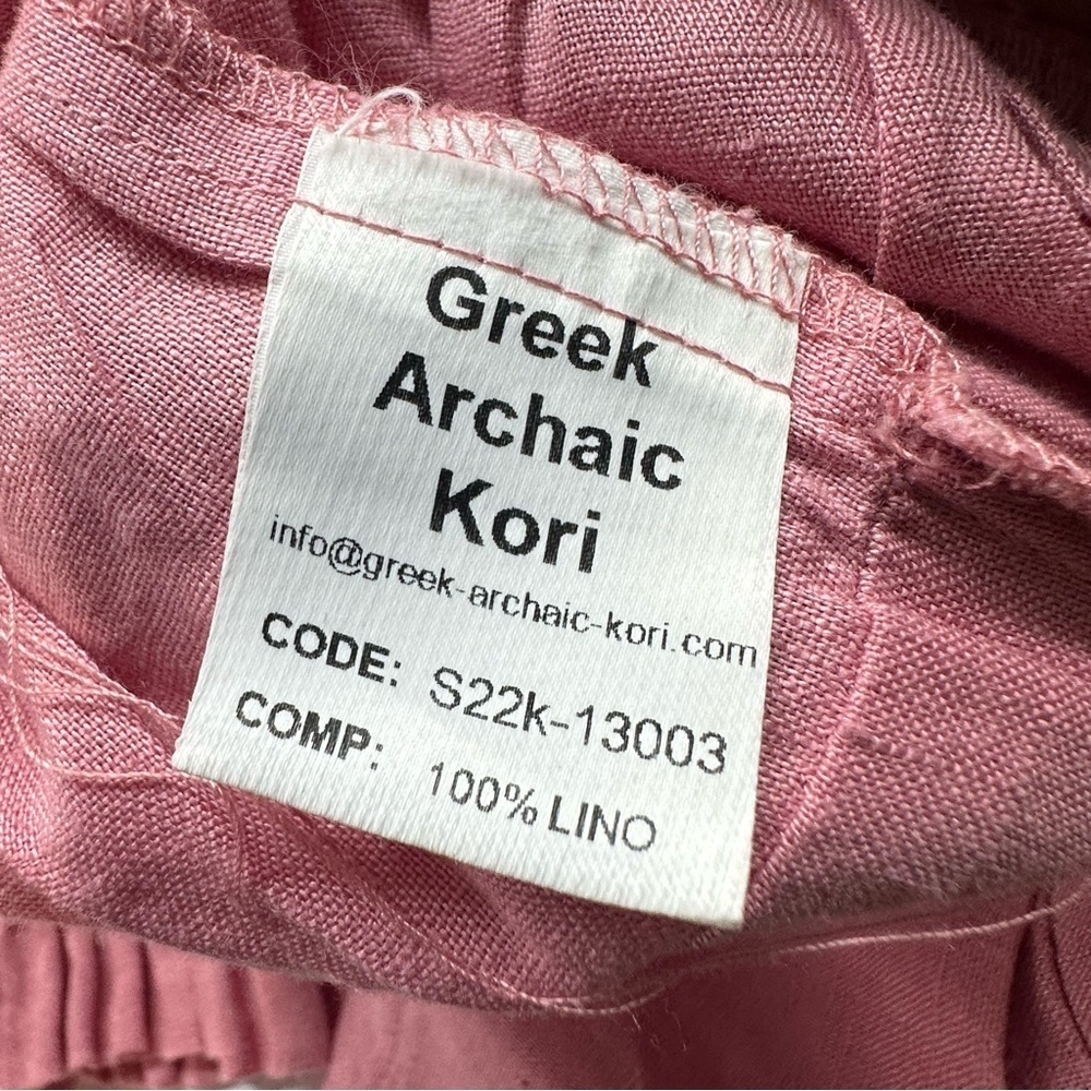 Greek Archaic Kori Linen Popover Smock Dress
Tie Neck Tiered Pink Size Large - Picture 6 of 11
